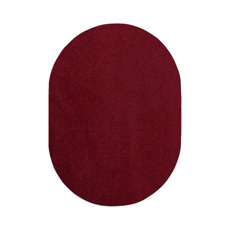 Burgundy Oval 2' x 3' Stain-Resistant Synthetic Kids Rug