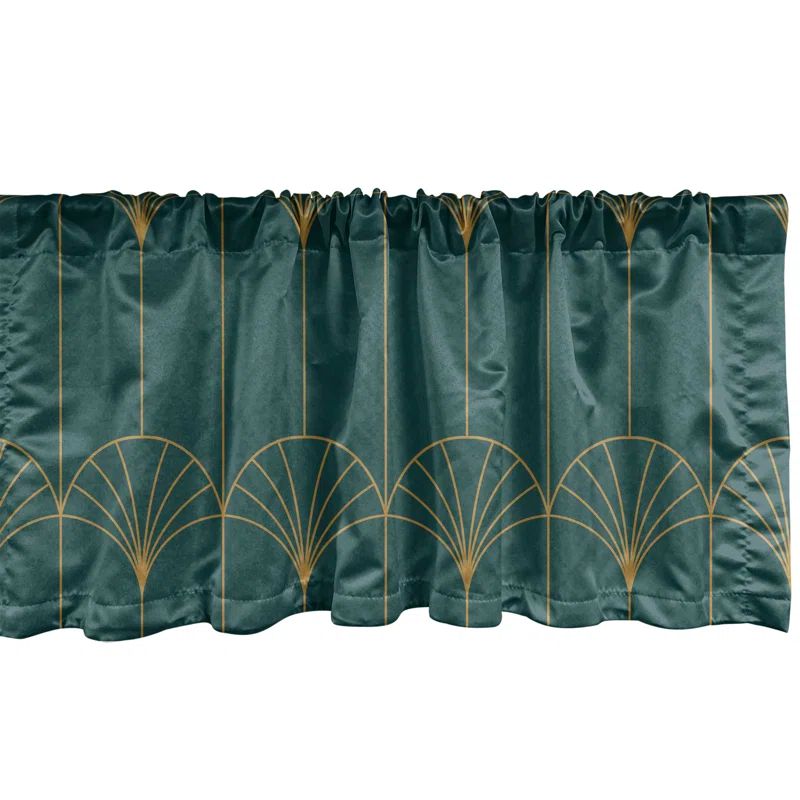 Teal and Sand Brown Geometric Satin Window Valance