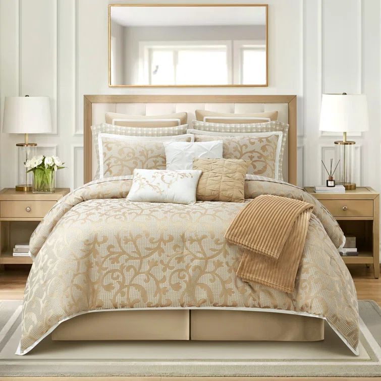 Blush Jacquard Queen Microfiber 14-Piece Comforter Set