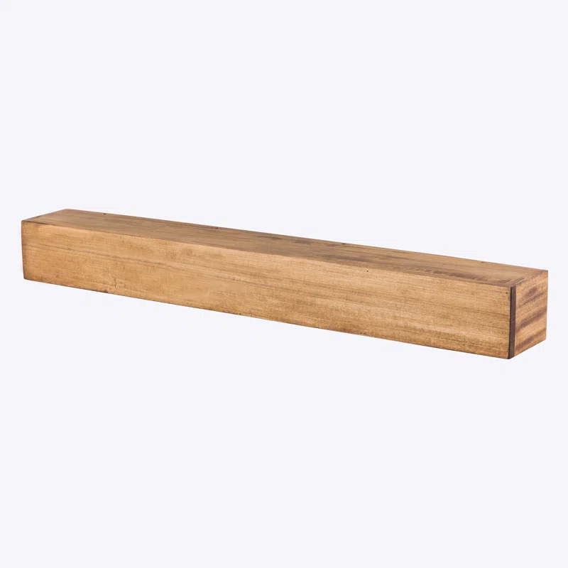 60" Aged Oak Poplar Hollow Farmhouse Fireplace Mantel Shelf