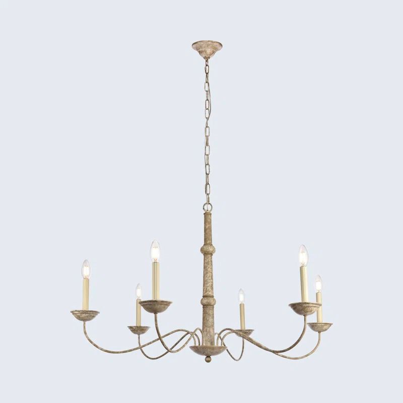Merritt Weathered Dove 6-Light Traditional Taper Candle Chandelier