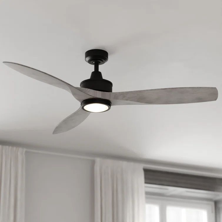 Black and Washed Gray 52'' Ceiling Fan with LED Light and Remote
