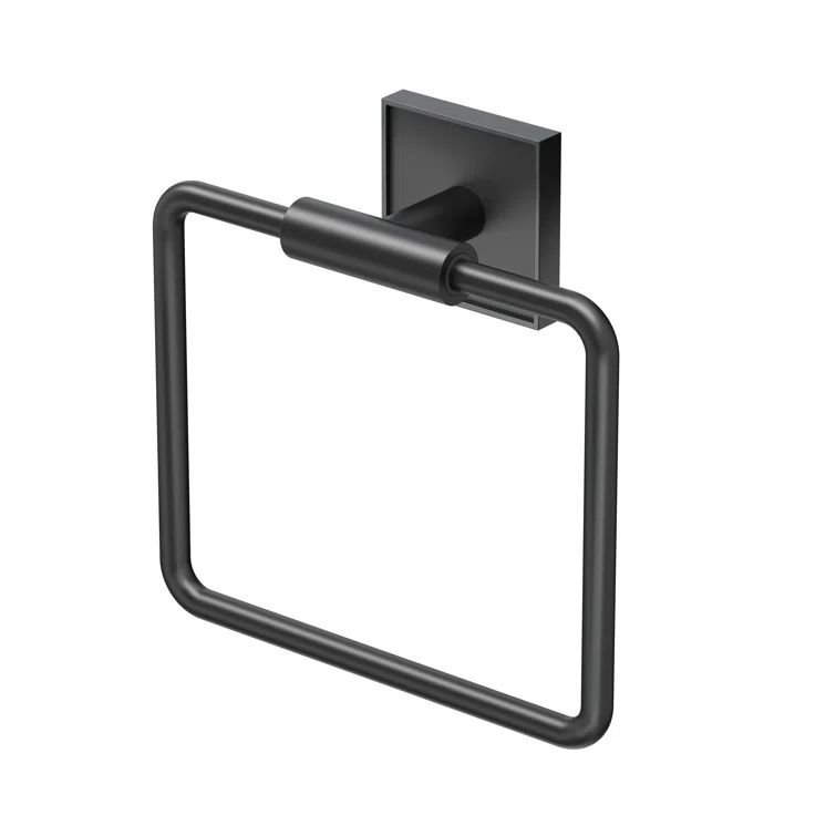 Matte Black Square Wall Mounted Towel Ring Holder