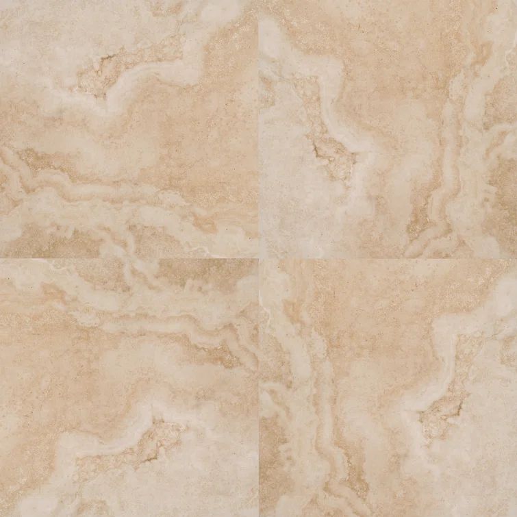 Beige 24" Square Porcelain Paving Stone for Patios and Driveways