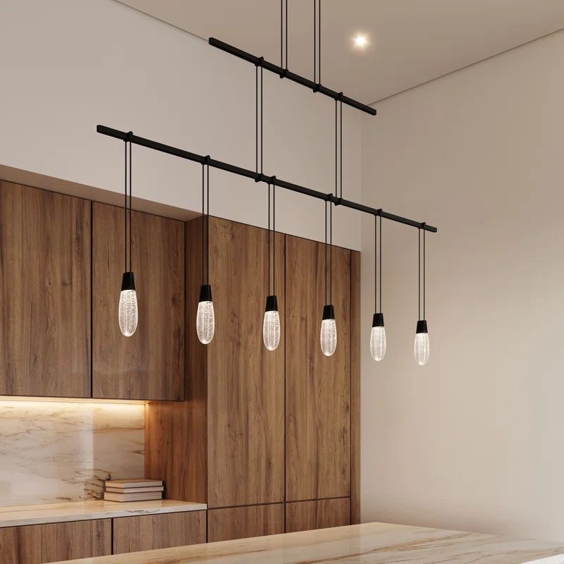Black Crystal LED Island Pendant Light