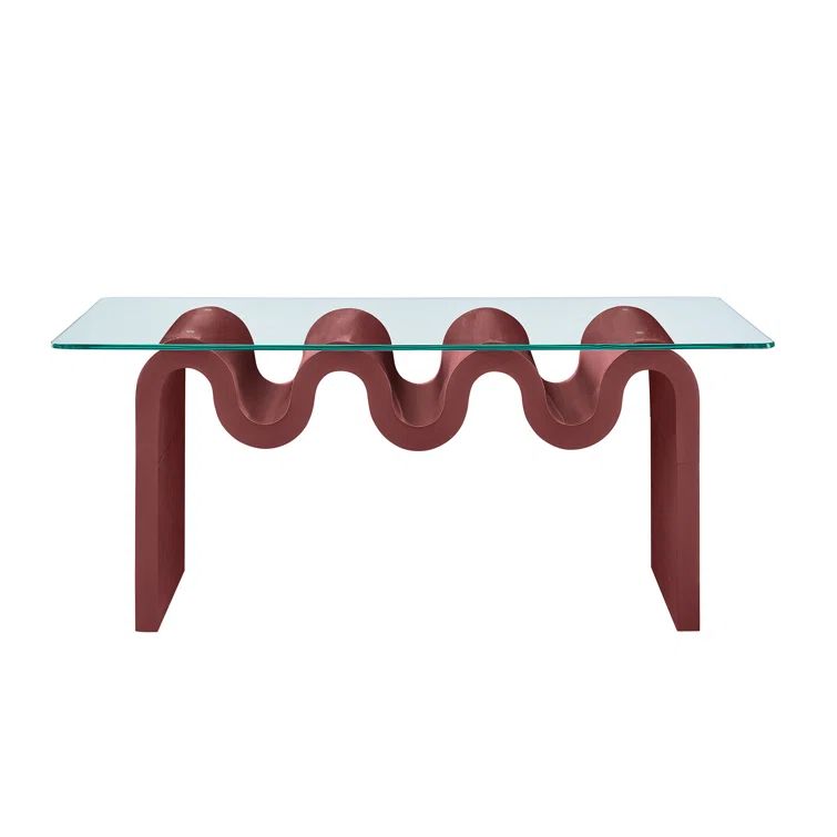 Ondine Spiced Apple Wood and Glass Retro Coffee Table