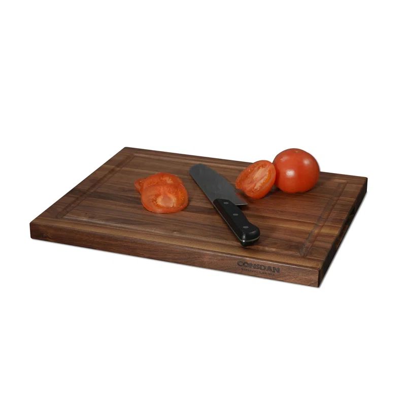 Solid Walnut Edge Grain Butcher Block Cutting Board with Invisible Handles