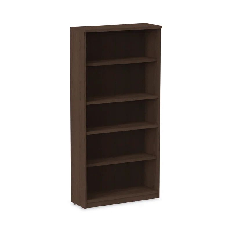 Espresso Adjustable 5-Shelf Woodgrain Laminate Bookcase