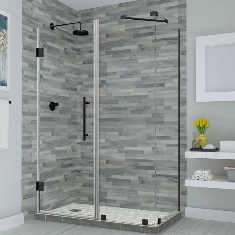 Oil Rubbed Bronze Frameless Hinged Corner Shower Enclosure