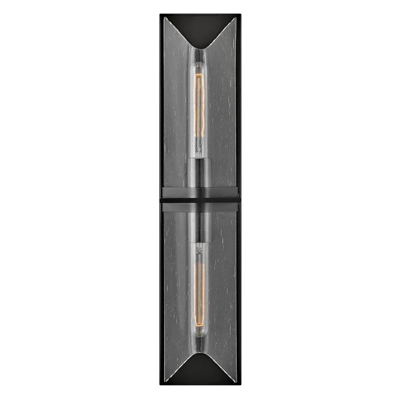 Black Oxide Outdoor Vanity Light with Clear Seedy Glass