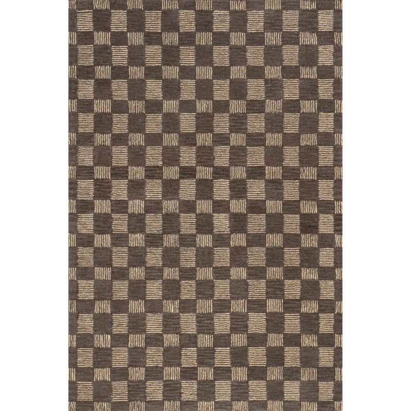 Handmade Gray and Beige Wool Tufted Rectangular Area Rug