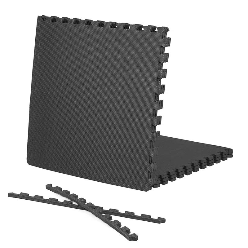 Black 24 SQ.FT Interlocking Foam Gym Floor Tiles