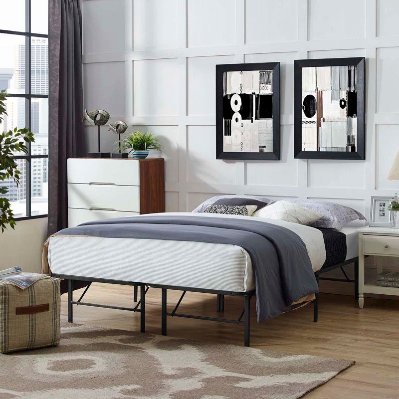 Horizon Brown Stainless Steel Queen Metal Bed Frame