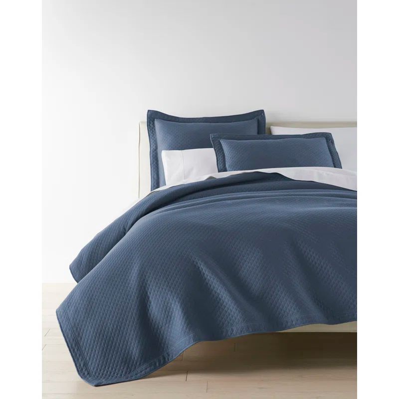 Oxford Blue Cotton Blend Twin Coverlet