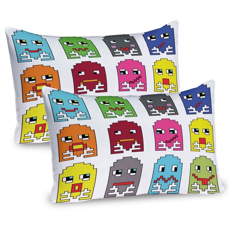 Vintage Cartoon 90s Green Yellow Microfiber Pillow Sham Set