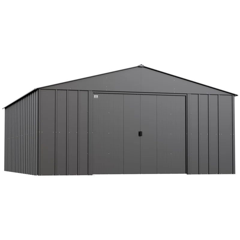 14 ft x 17 ft Charcoal Steel Storage Shed
