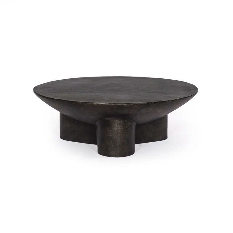 Raw Black Aluminum Round Coffee Table with Storage