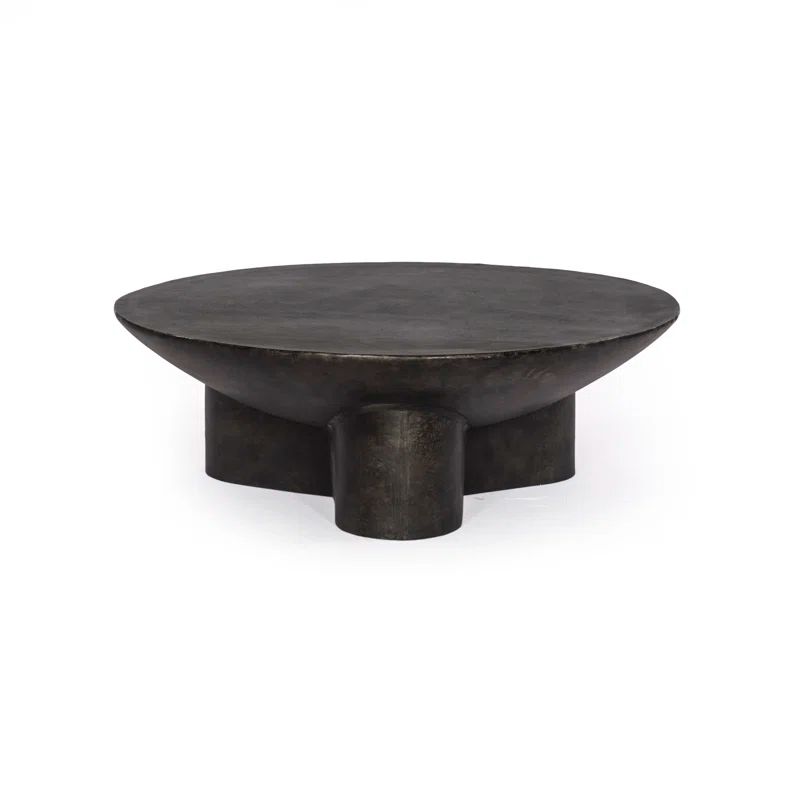 Raw Black Aluminum Round Coffee Table with Storage