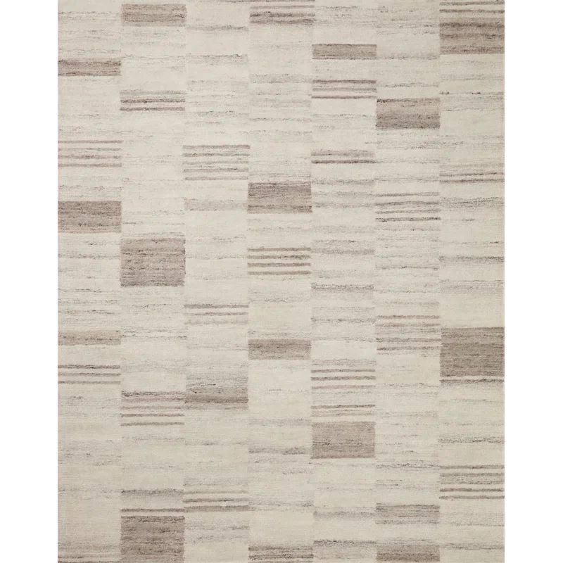 Ivory and Dove Hand-Tufted Wool Rectangular Area Rug