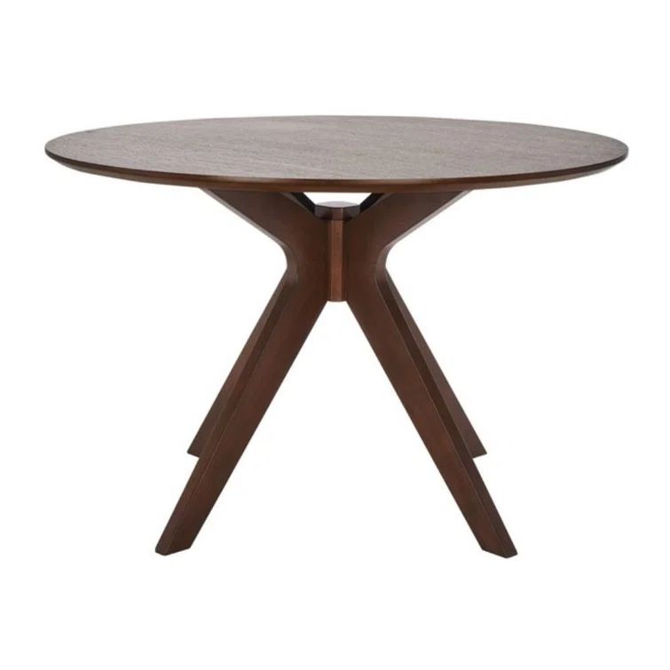 Carolee 46" Round Walnut Wood Dining Table with Splayed Legs