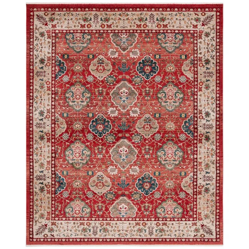 Elegant Floral Medallion 8' x 10' Red Synthetic Area Rug