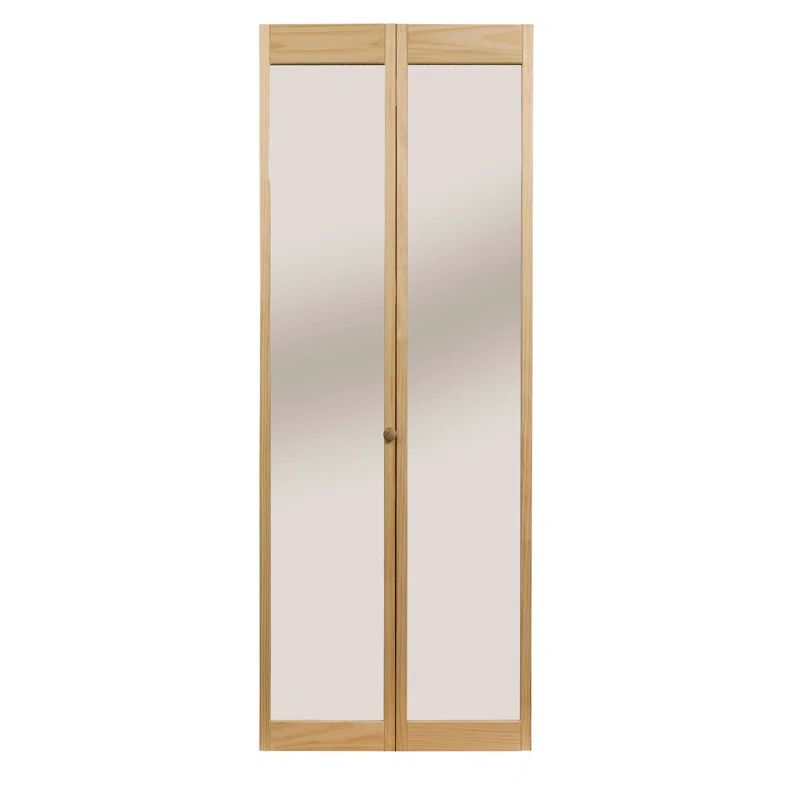 Unfinished Solid Wood Mirror Bifold Door, 30" x 80.5"