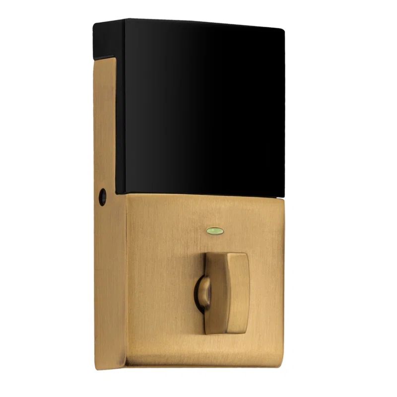 Satin Brass and Black Touchscreen Z-Wave Electronic Deadbolt