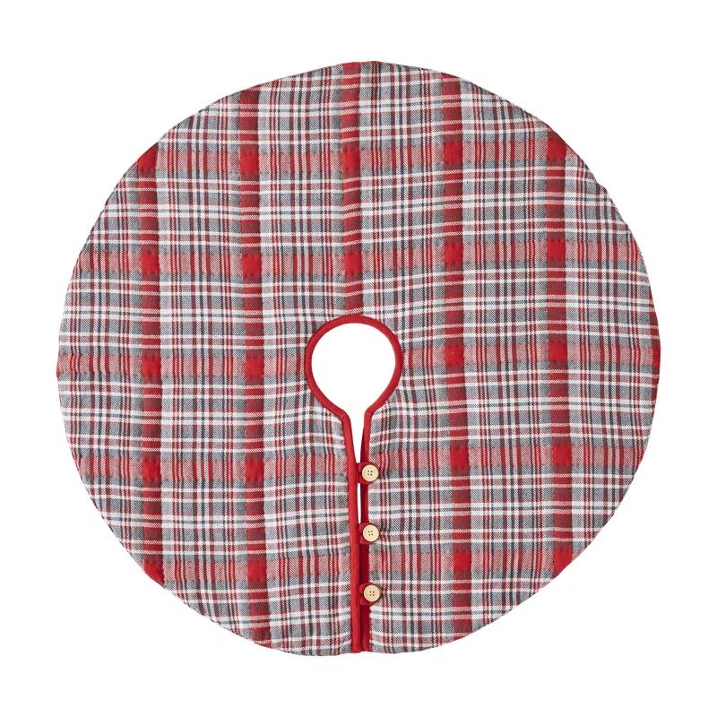 Classic Red and White Plaid Cotton Tree Skirt 36"