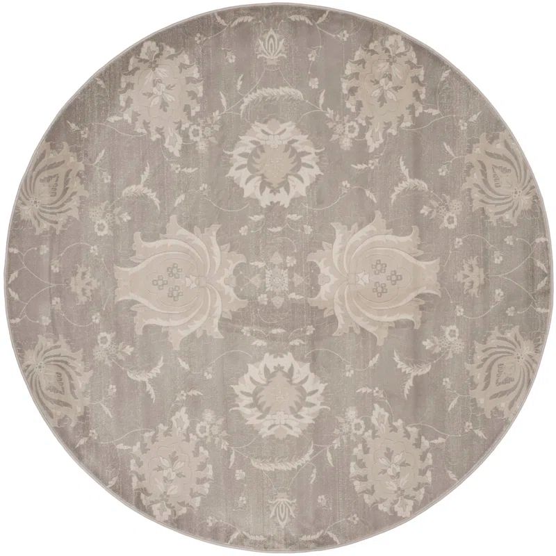 Grey and Ivory Floral Reversible Runner Rug