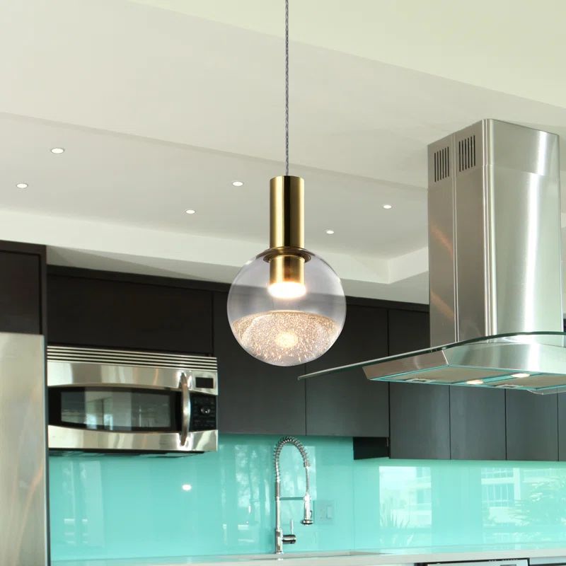Sienna Sparkle Globe Adjustable LED Brass Pendant Light