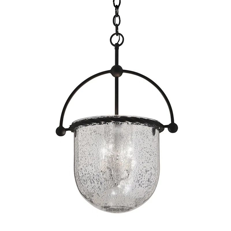 Black Glass and Chrome 3-Light Pendant Lamp