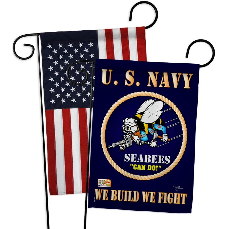Navy Seabees Double-Sided Polyester Garden Flag, 13" x 18.5"