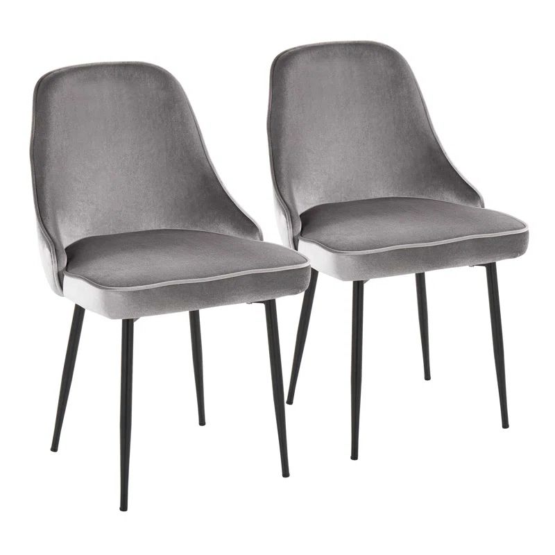 Marcel Black Metal Dining Chair with Silver Upholstery