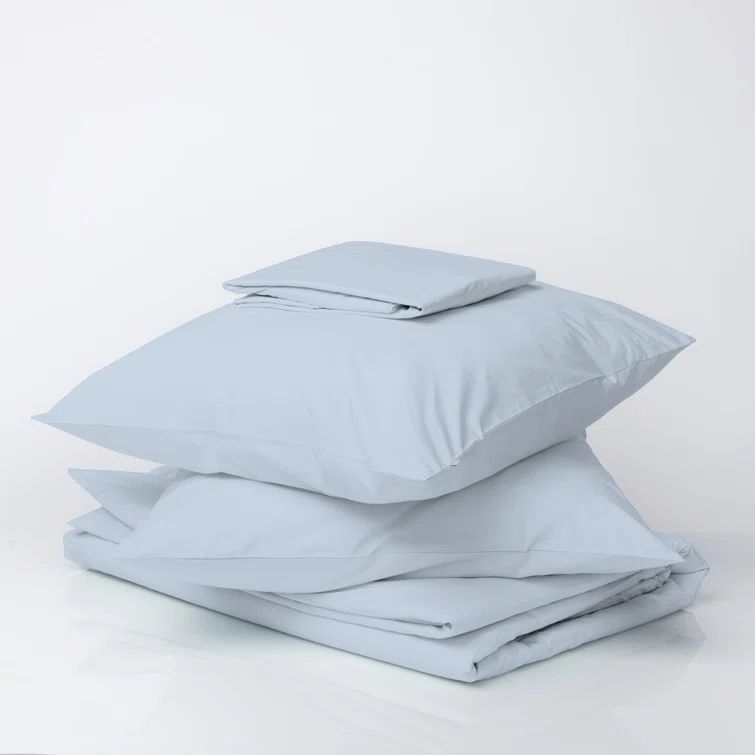 Color Sense Blue Cotton Blend Percale Full Sheet Set