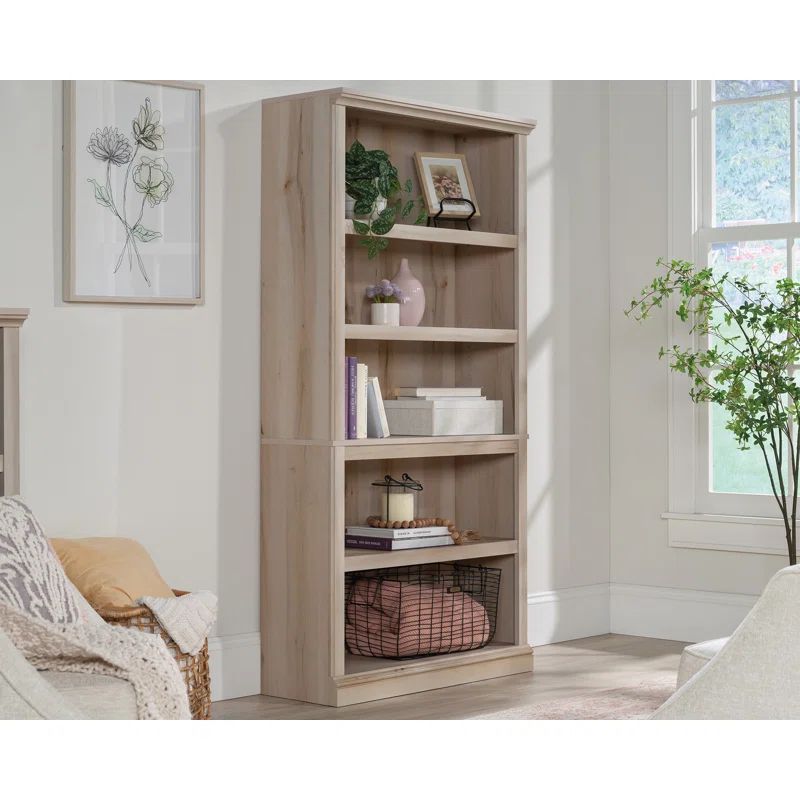 Pacific Maple Adjustable 5-Shelf Wood Bookcase