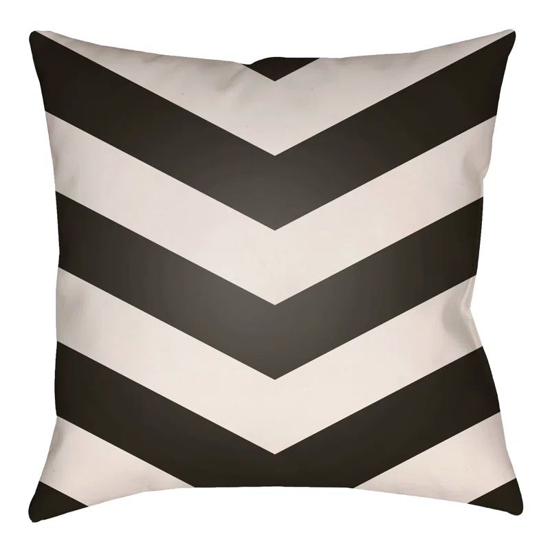Onyx Black and Ivory Chevron Square Throw Pillow Set