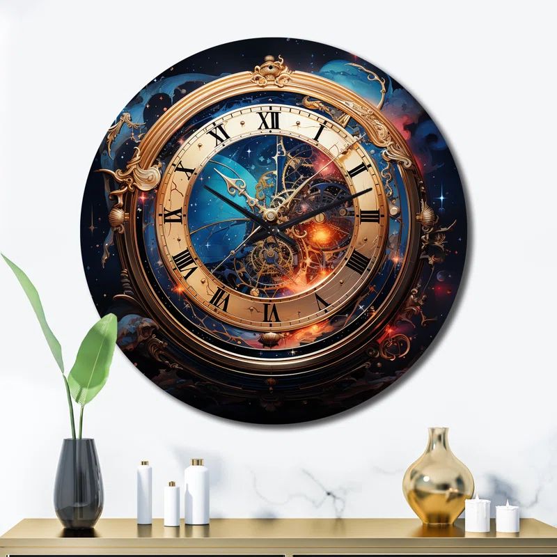 Oversized Glossy Aluminum Round Wall Clock, 36 inches
