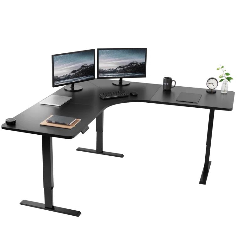 Elevate Pro 71" Black Electric Adjustable L-Shaped Desk with Memory Settings