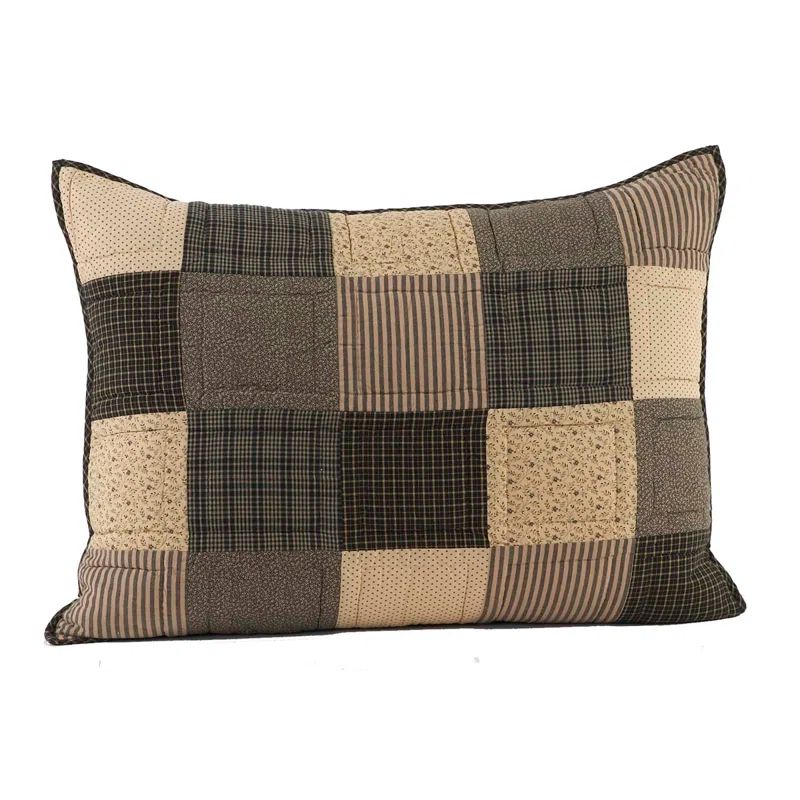 Kettle Grove Black and Beige Cotton Patchwork Sham