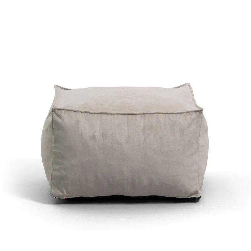 Cement Suede Shredded Memory Foam Upholstered Pouf Ottoman