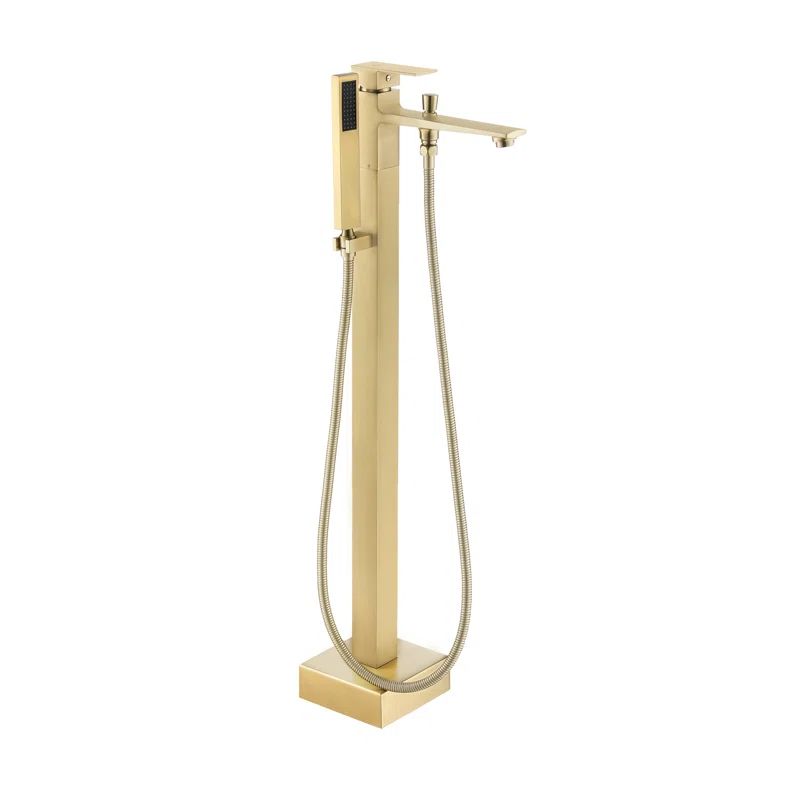 Brushed Gold Freestanding Bathtub Faucet with Handshower