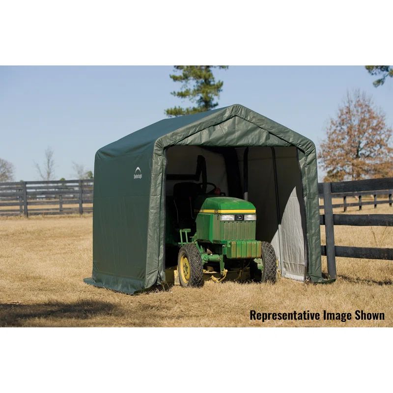 Green Steel Frame Portable Garage Canopy 8' x 10'