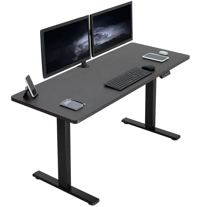 Black Adjustable Height Electric Standing Desk with Memory Presets