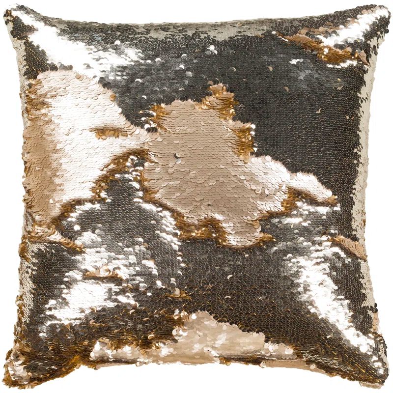 Glam Gold and Silver Sequin Square Pillow Cover