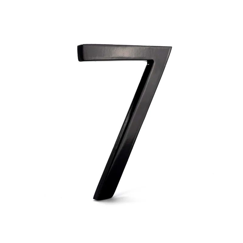 12 in. Black Aluminum Floating Modern House Number 7