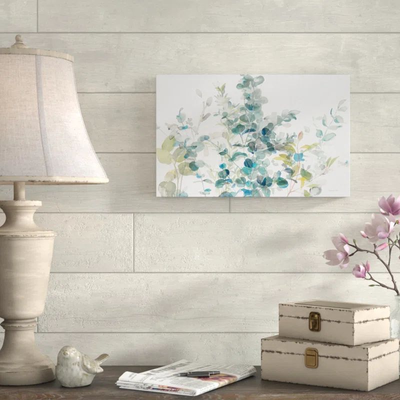 Eucalyptus I White Crop 12x19 Canvas Art