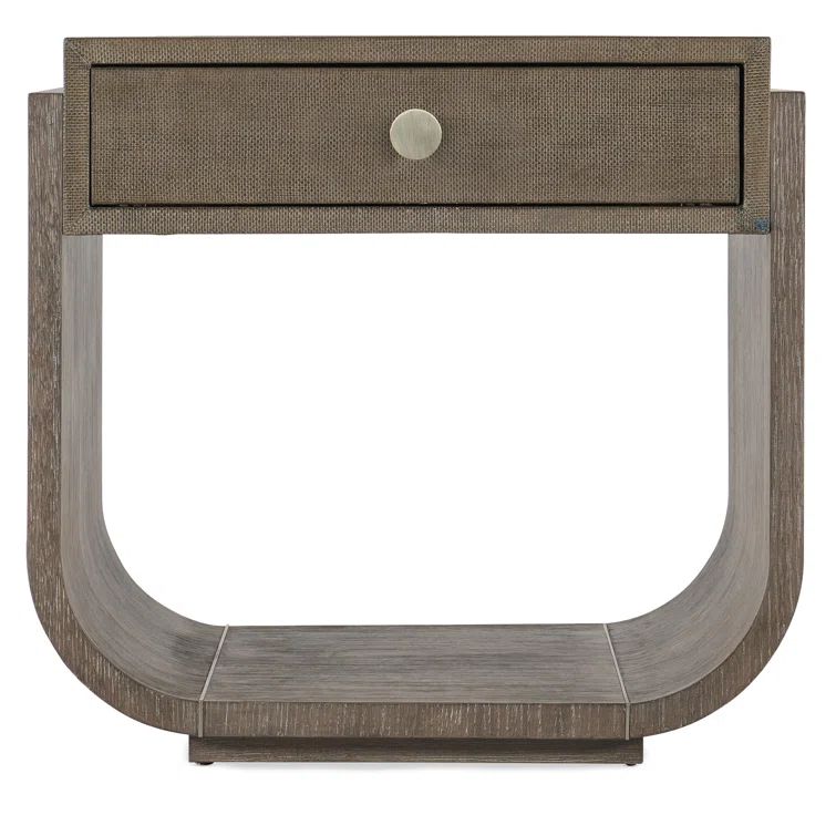 Mink Brown Wood and Metal Rectangular End Table with Storage