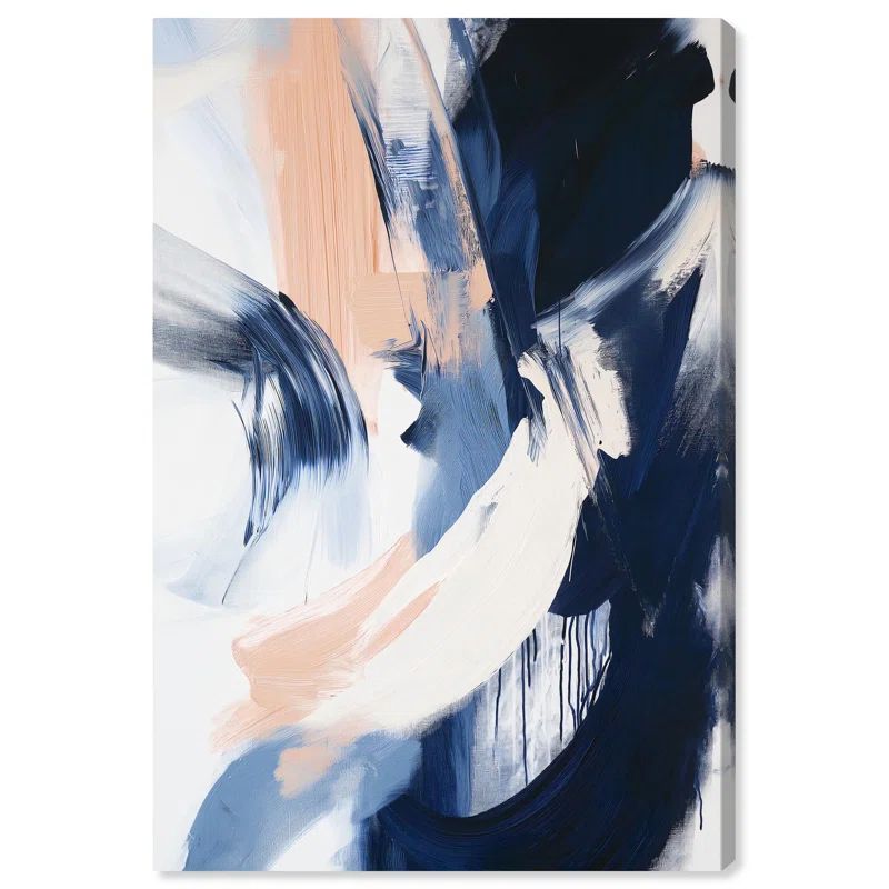 Windswept Blue and Peach Abstract Canvas Art, 24" x 16"