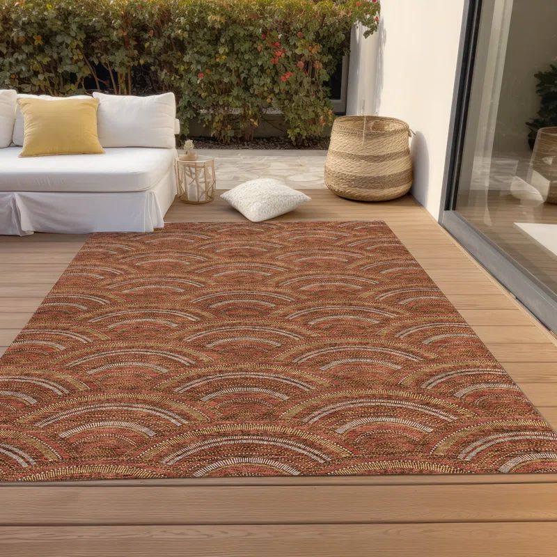 Paprika Synthetic Rectangular Indoor/Outdoor Rug 3 ft x 5 ft