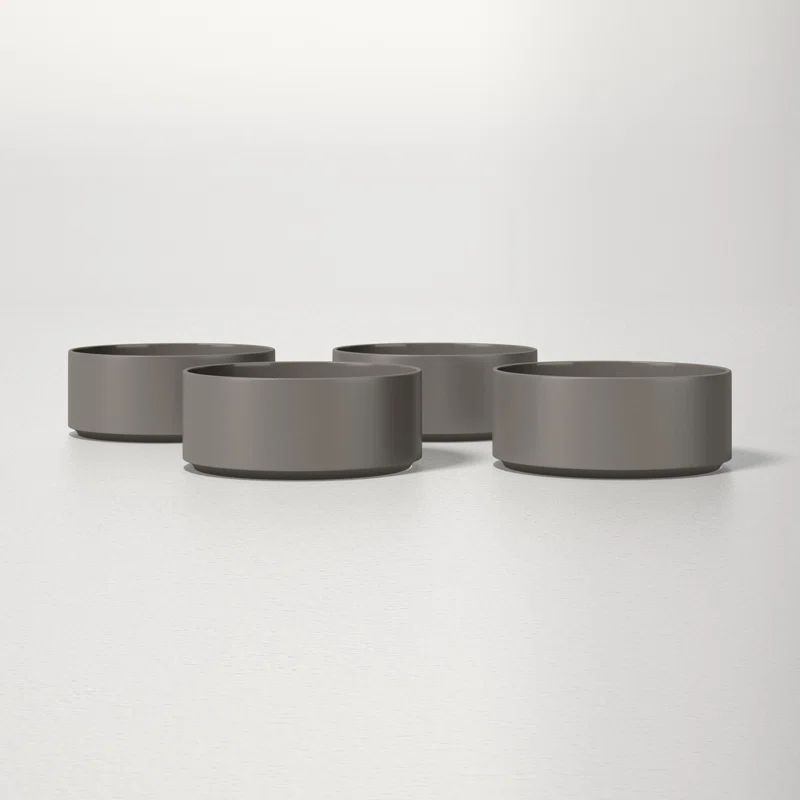 Pewter Gray Ceramic Round Cereal Bowl Set of Four
